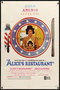 3g024 ALICE'S RESTAURANT 1sh '69 Arlo Guthrie, musical comedy directed by Arthur Penn!