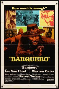3g053 BARQUERO 1sh '70 Lee Van Cleef with gun, Warren Oates, cool artwork!