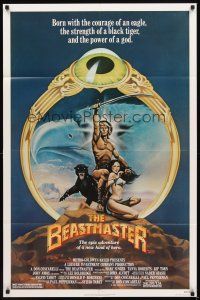3g064 BEASTMASTER 1sh '82 cool fantasy art of barechested Marc Singer & sexy Tanya Roberts!