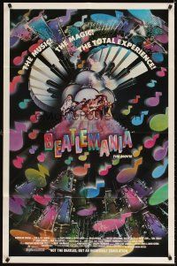 3g065 BEATLEMANIA 1sh '81 great psychedelic artwork of The Beatles impersonators by Kim Passey!