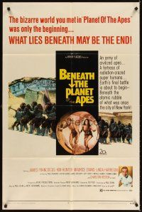 3g070 BENEATH THE PLANET OF THE APES 1sh '70 sci-fi sequel, what lies beneath may be the end!