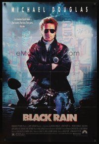 3g087 BLACK RAIN 1sh '89 Ridley Scott, Michael Douglas is an American cop in Japan!