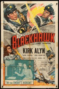 3g091 BLACKHAWK chapter 3 1sh '52 Kirk Alyn, Carol Forman, D.C. comics serial, Enemy's Hideout!