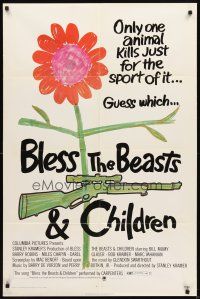 3g095 BLESS THE BEASTS & CHILDREN 1sh '71 Stanley Kramer, only one animal kills for sport!