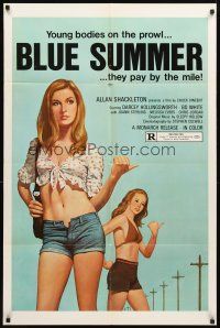 3g104 BLUE SUMMER 1sh R75 art of sexy hitchhikin' babes on the prowl who pay by the mile!