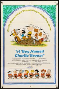 3g115 BOY NAMED CHARLIE BROWN 1sh '70 baseball art of Snoopy & the Peanuts by Charles M. Schulz!