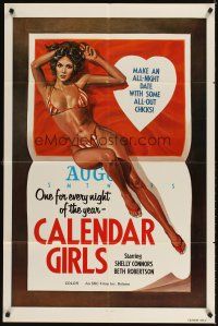3g134 CALENDAR GIRLS 1sh '70s Shelly Connors & Beth Robertson on an all-night date!