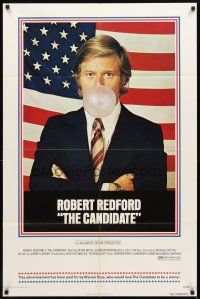 3g138 CANDIDATE 1sh '72 great image of candidate Robert Redford blowing a bubble!