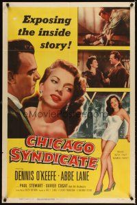 3g150 CHICAGO SYNDICATE 1sh '55 full-length sexy Abbe Lane, Dennis O'Keefe, the inside story!