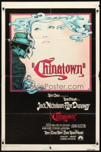 3g151 CHINATOWN int'l 1sh '74 art of Jack Nicholson & Faye Dunaway by Jim Pearsall, Roman Polanski