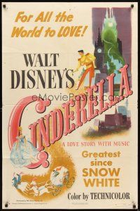3g001 CINDERELLA style A 1sh '50 Walt Disney classic romantic musical fantasy cartoon!