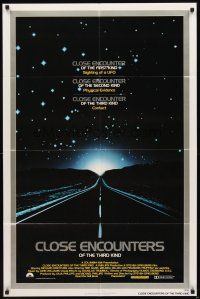3g159 CLOSE ENCOUNTERS OF THE THIRD KIND silver border style 1sh '77 Spielberg's sci-fi classic!