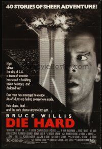 3g203 DIE HARD 1sh '88 Bruce Willis vs twelve terrorists, action classic!