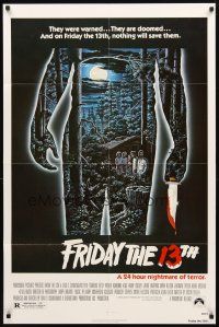 3g256 FRIDAY THE 13th 1sh '80 great Alex Ebel art, slasher horror classic, 24 hours of terror!