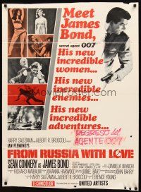 3g259 FROM RUSSIA WITH LOVE style A 1sh '64 Sean Connery as Ian Fleming's James Bond 007 is back!