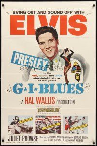 3g267 G.I. BLUES 1sh '60 swing out and sound off with Elvis Presley & sexy Juliet Prowse!