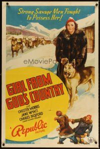 3g281 GIRL FROM GOD'S COUNTRY 1sh '40 Jane Wyatt with German Shepherd in Alaska!