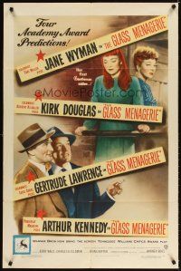 3g288 GLASS MENAGERIE 1sh '50 Jane Wyman thinks she loves Kirk Douglas, Tennessee Williams!