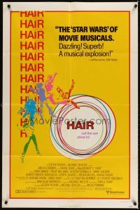 3g302 HAIR reviews style B5 1sh '79 Milos Forman, Treat Williams, musical, let the sun shine in!