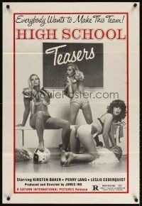 3g326 HIGH SCHOOL TEASERS 1sh '81 sexy cheerleaders in football pads & little else!