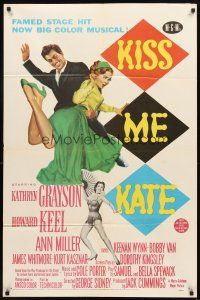 3g409 KISS ME KATE 1sh '53 great image of Howard Keel spanking Kathryn Grayson, sexy Ann Miller!