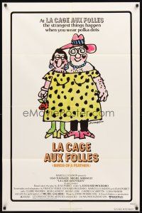 3g413 LA CAGE AUX FOLLES 1sh '79 Ugo Tognazzi, great wacky cross-dressing art by Lou Myers!
