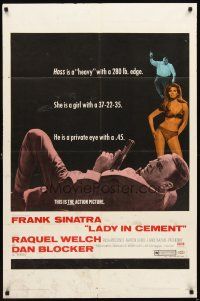 3g416 LADY IN CEMENT 1sh '68 Frank Sinatra with a .45 & sexy Raquel Welch with a 37-22-35!