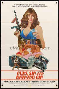 3g417 LADY IN RED 1sh '79 art of sexy Pamela Sue Martin, Guns, Sin & Bathtub Gin!