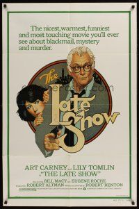 3g424 LATE SHOW 1sh '77 great artwork of Art Carney & Lily Tomlin by Richard Amsel!