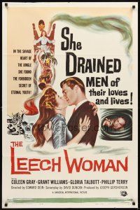 3g431 LEECH WOMAN 1sh '60 deadly female vampire drained love & life from every man she trapped!
