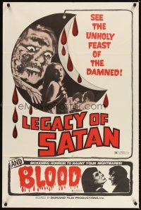 3g432 LEGACY OF SATAN/BLOOD 1sh '70s vampire horror double-bill, wild images!