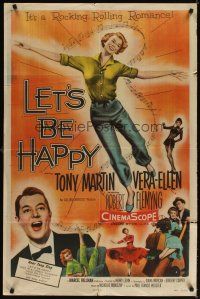 3g436 LET'S BE HAPPY 1sh '57 Vera-Ellen & Tony Martin in a rocking and rolling romance!