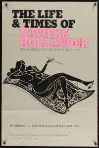 3g439 LIFE & TIMES OF XAVIERA HOLLANDER 1sh '74 sexy art of smoking naked Samantha McLaren!