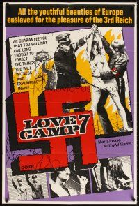 3g465 LOVE CAMP 7 purple style 1sh '69 wild artwork from Lee Frost directed Nazi sexploitation!