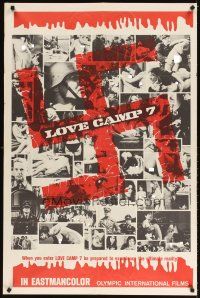 3g466 LOVE CAMP 7 red & white style 1sh '69 wild images from Lee Frost directed Nazi sexploitation!