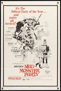 3g494 MAD MONSTER PARTY 1sh '68 great artwork of animated Dracula, Mummy & Igor!