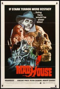 3g496 MADHOUSE 1sh '74 Price, Cushing, if terror was ecstasy, living here would be sheer bliss!