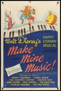 3g501 MAKE MINE MUSIC style A 1sh '46 Walt Disney full-length feature cartoon, musical art!