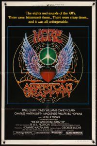 3g532 MORE AMERICAN GRAFFITI style A 1sh '79 Ron Howard, cool psychedelic art by Mouse/Kelley!