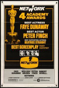 3g554 NETWORK awards 1sh '76 written by Paddy Cheyefsky, William Holden, Sidney Lumet classic!