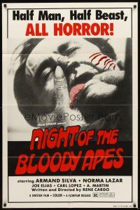 3g566 NIGHT OF THE BLOODY APES 1sh '72 La Horripilante bestia humana, Mexican horror!