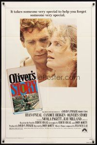 3g588 OLIVER'S STORY 1sh '78 romantic close-up of Ryan O'Neal & Candice Bergen!