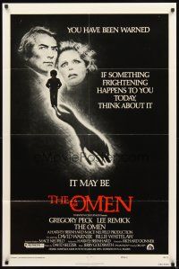 3g593 OMEN style F 1sh '76 Gregory Peck, Lee Remick, Satanic horror, you have been warned!