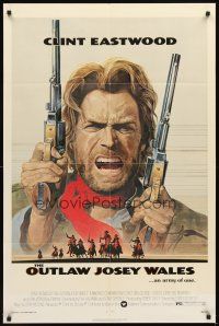 3g609 OUTLAW JOSEY WALES 1sh '76 Clint Eastwood is an army of one, cool double-fisted artwork!