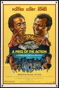 3g625 PIECE OF THE ACTION 1sh '77 great Drew Struzan art of Sidney Poitier & Bill Cosby!