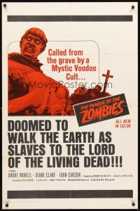3g632 PLAGUE OF THE ZOMBIES 1sh '66 Hammer horror, great undead monster image!