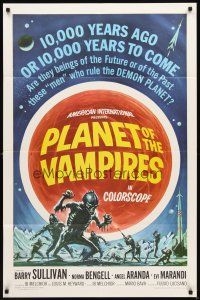 3g634 PLANET OF THE VAMPIRES 1sh '65 Mario Bava, beings of the future who rule the demon planet!