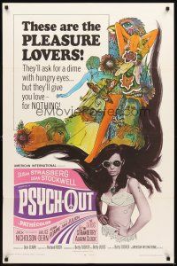 3g657 PSYCH-OUT 1sh '68 AIP, psychedelic drugs, sexy pleasure lover Susan Strasberg!