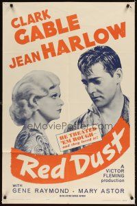3g683 RED DUST 1sh R63 great close-up of Clark Gable & sexy Jean Harlow!