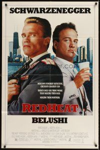 3g684 RED HEAT 1sh '88 Walter Hill, great image of cops Arnold Schwarzenegger & James Belushi!